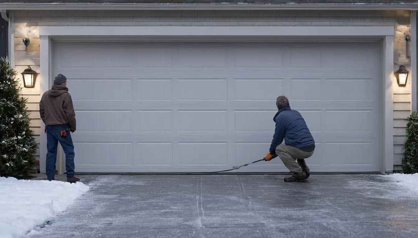 A residential garage door being inspected by a provider in Dover
